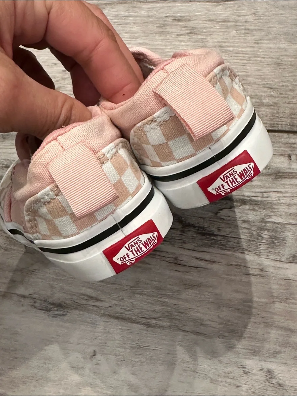 Vans Kids Slip-On Checkerboard Sneakers - Light Pink & White